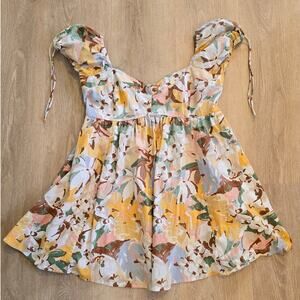 Abercrombie & Fitch Floral Puff Sleeve Mini Dress XL Petite